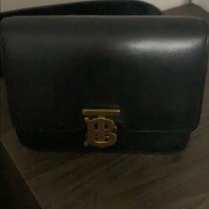Designer-Inspired Black Leather Crossbody Bag with Gold Hardware